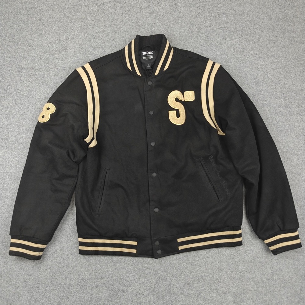 Snipes Jacket Mens XL‎ Black Varsity Bomber Quilted Lined Streetwear 98 Logo